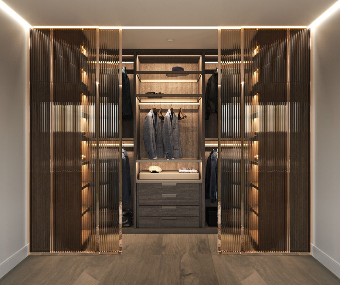 Maßgefertigter In-Room Kleiderschrank mit Tischler-Einbau.